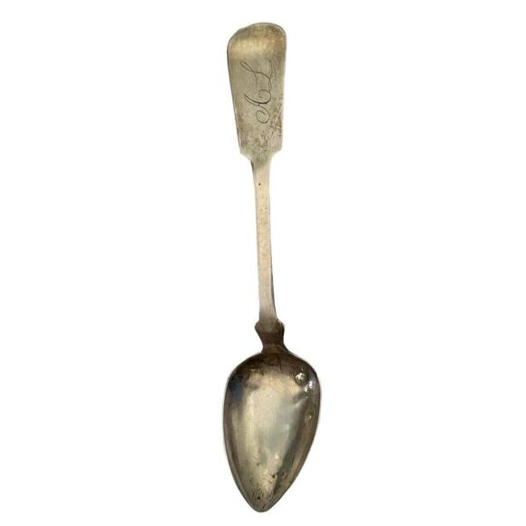 Antique Coin Silver Hall Hewson GA Jones 1839-42 Albany NY Tea Spoon Monogram - Picture 1 of 10